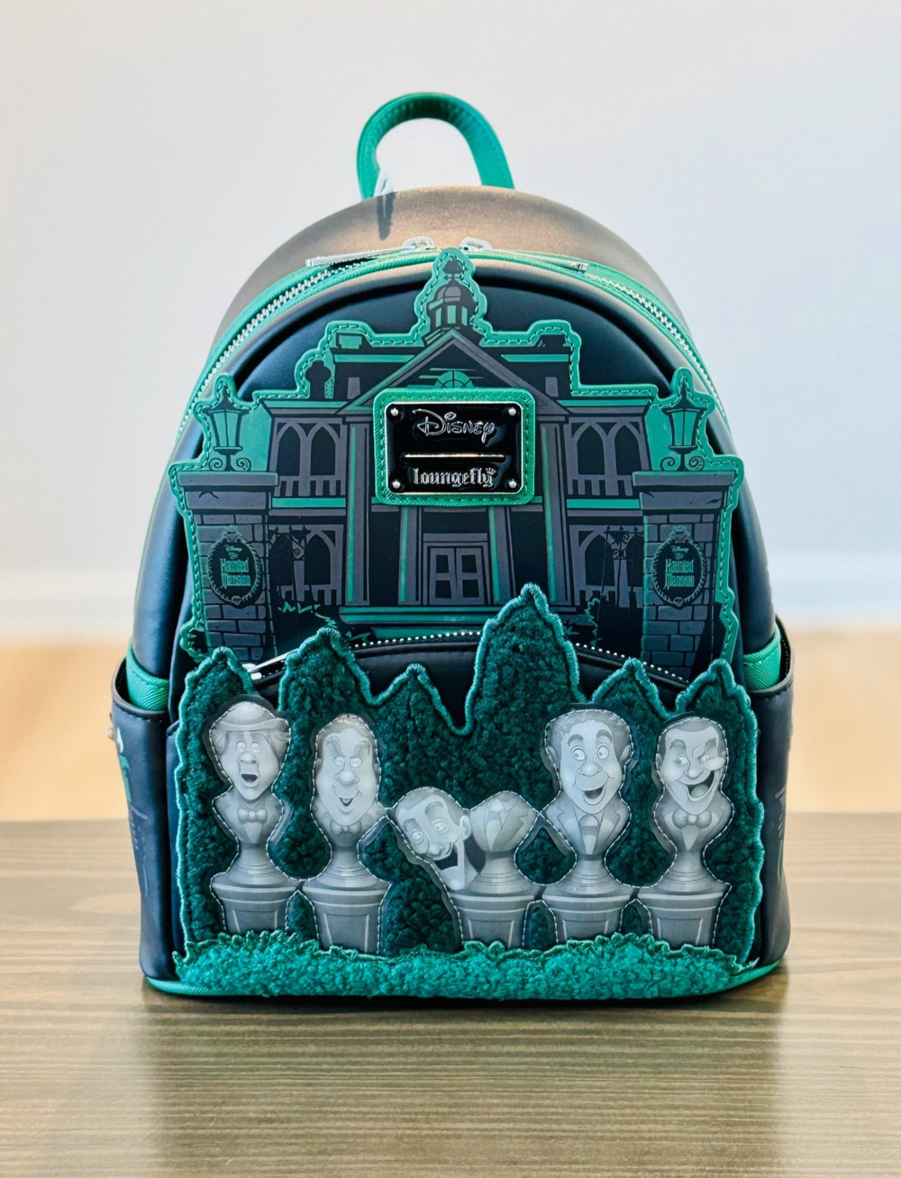 Loungefly Disney Haunted Mansion Singing Busts GITD Lenticular Mini Backpack